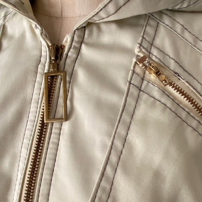 1970s Hooded Cream Trench Coat
