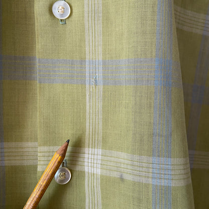 1950s Green Plaid Loop Collar Shirt