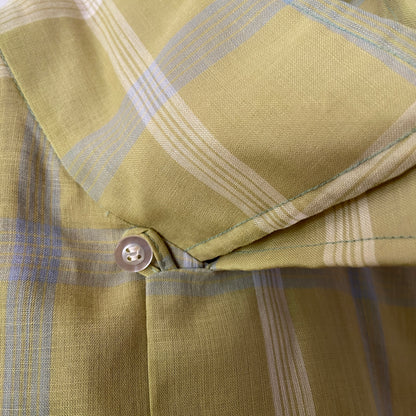 1950s Green Plaid Loop Collar Shirt