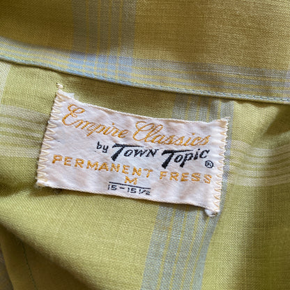 1950s Green Plaid Loop Collar Shirt