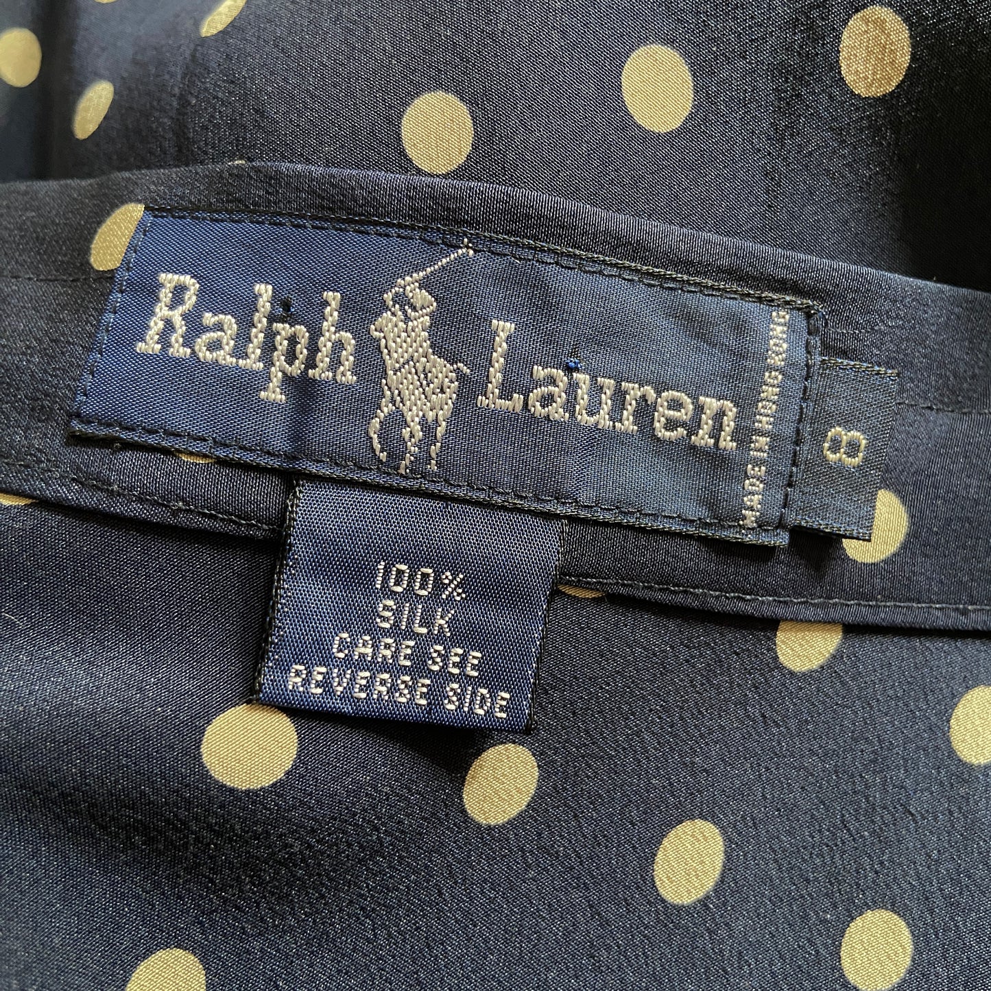 1980s Ralph Lauren Polka Dot Silk Skirt