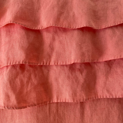 1920s Pink Linen Duster with Ruffle Collar