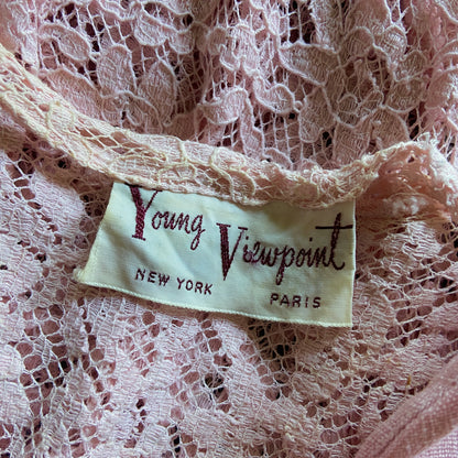 1940s Pink Lace and Linen Dress