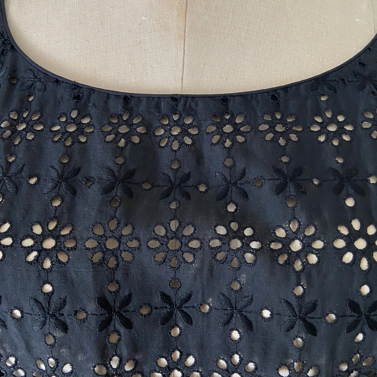 1950s Sheer Cotton Eyelet Dress