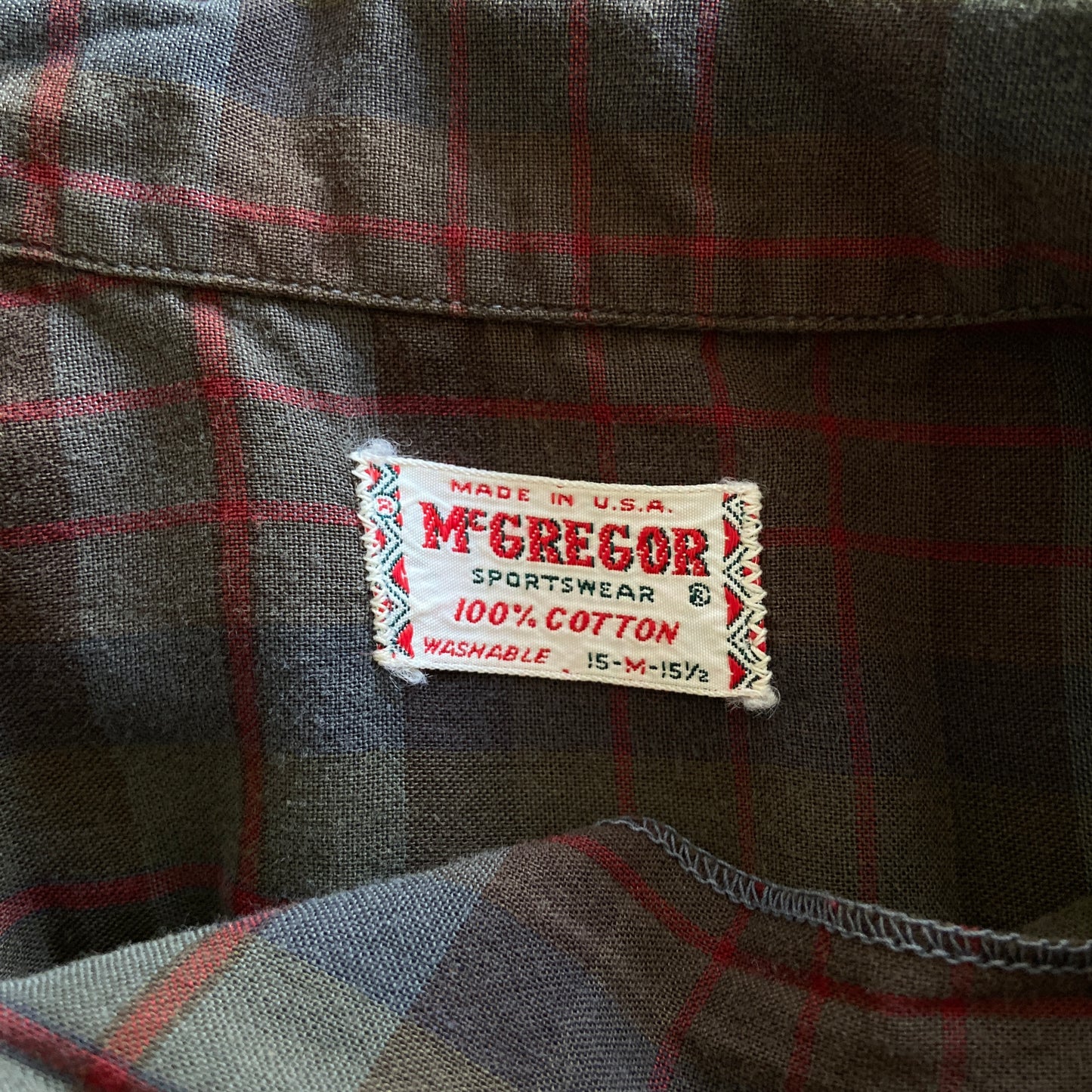 1950s 1960s McGregor Plaid Loop Collar