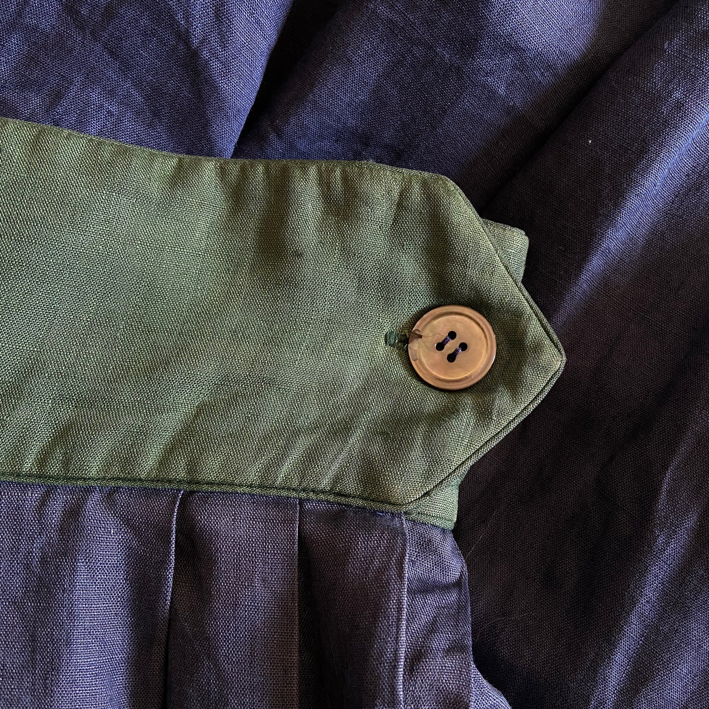 1980s Blue Linen Skirt by Perry Ellis