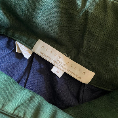 1980s Blue Linen Skirt by Perry Ellis
