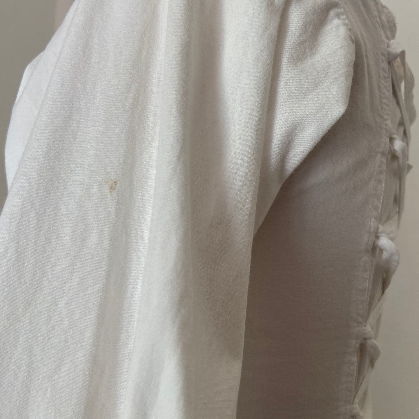 1980s White Cotton Embroidered Corset Top