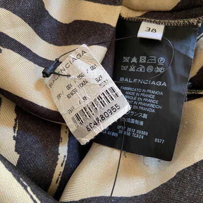 2012 Balenciaga Silk Zebra Print Blouse Deadstock