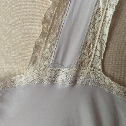 1930s Blue Embroidered Slip Dress