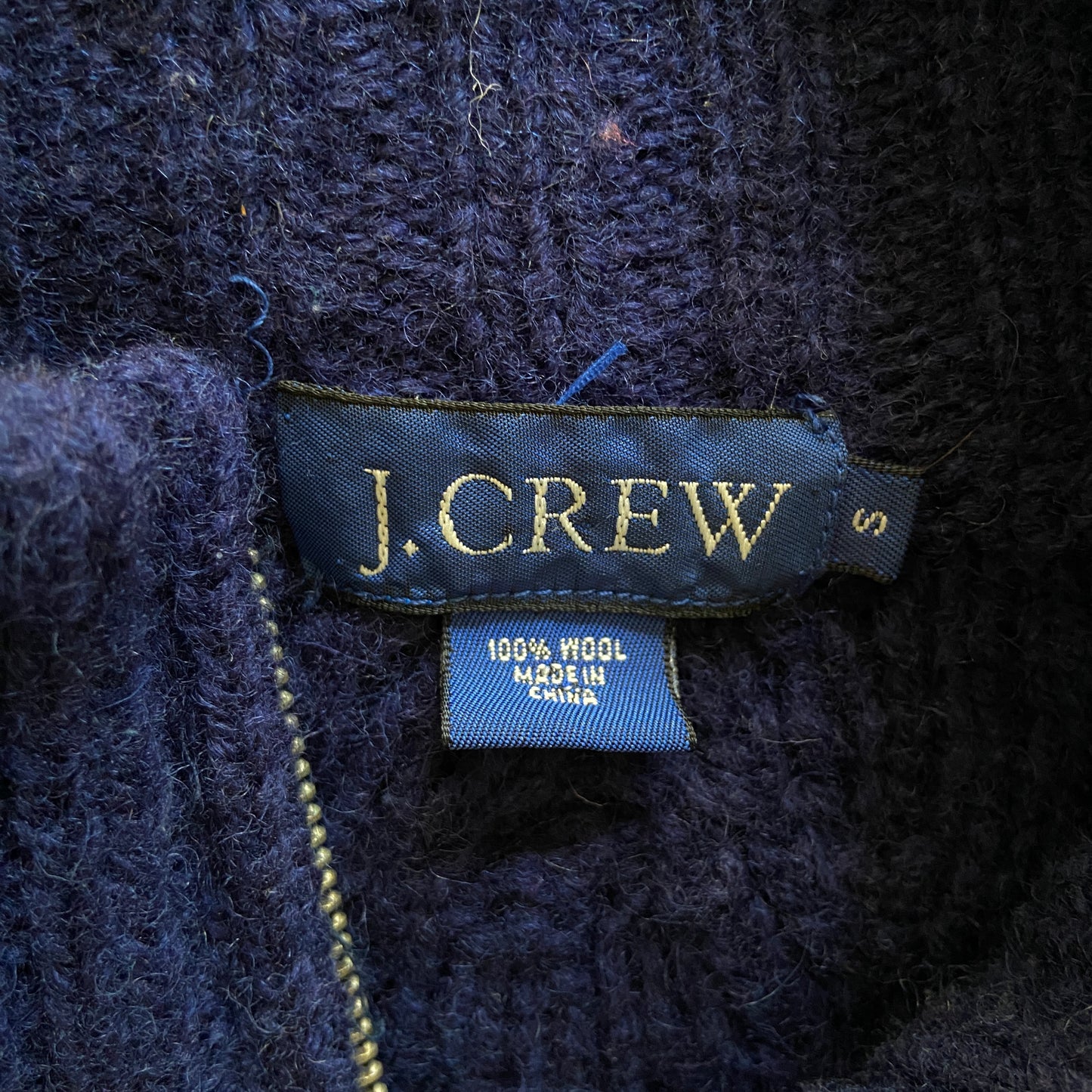 1990s J. Crew Blue Cable Knit Wool Cardigan