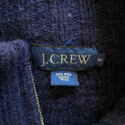 1990s J. Crew Blue Cable Knit Wool Cardigan