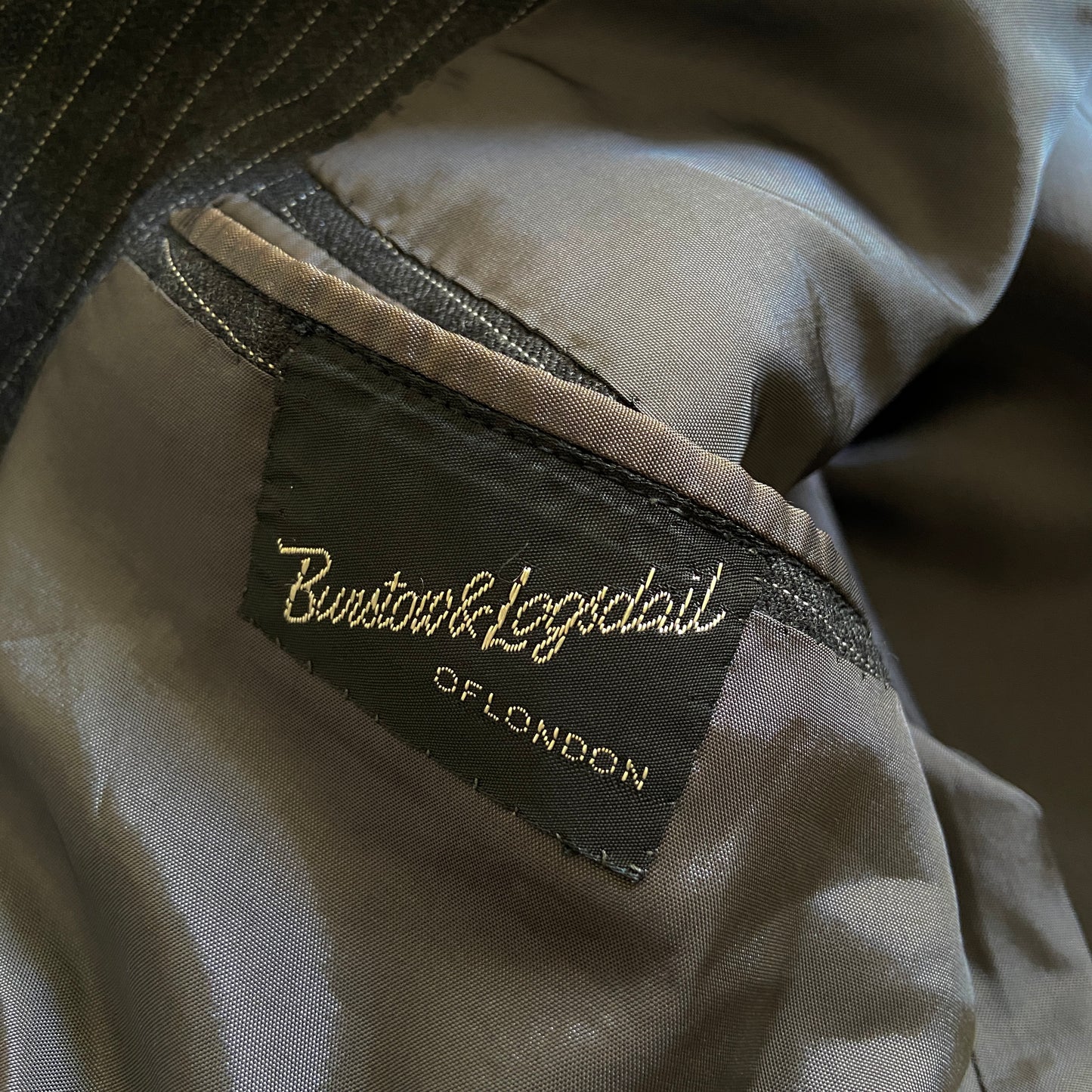 1980s Pinstripe Suit by Burstow & Logsdail of Savile Row