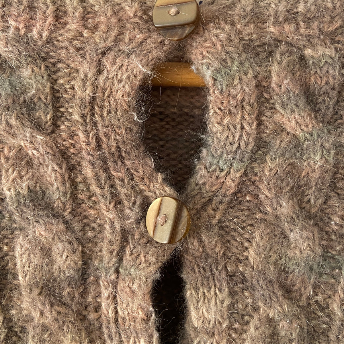 1970s Hand Knit Angora Wool Space Dye Cardigan