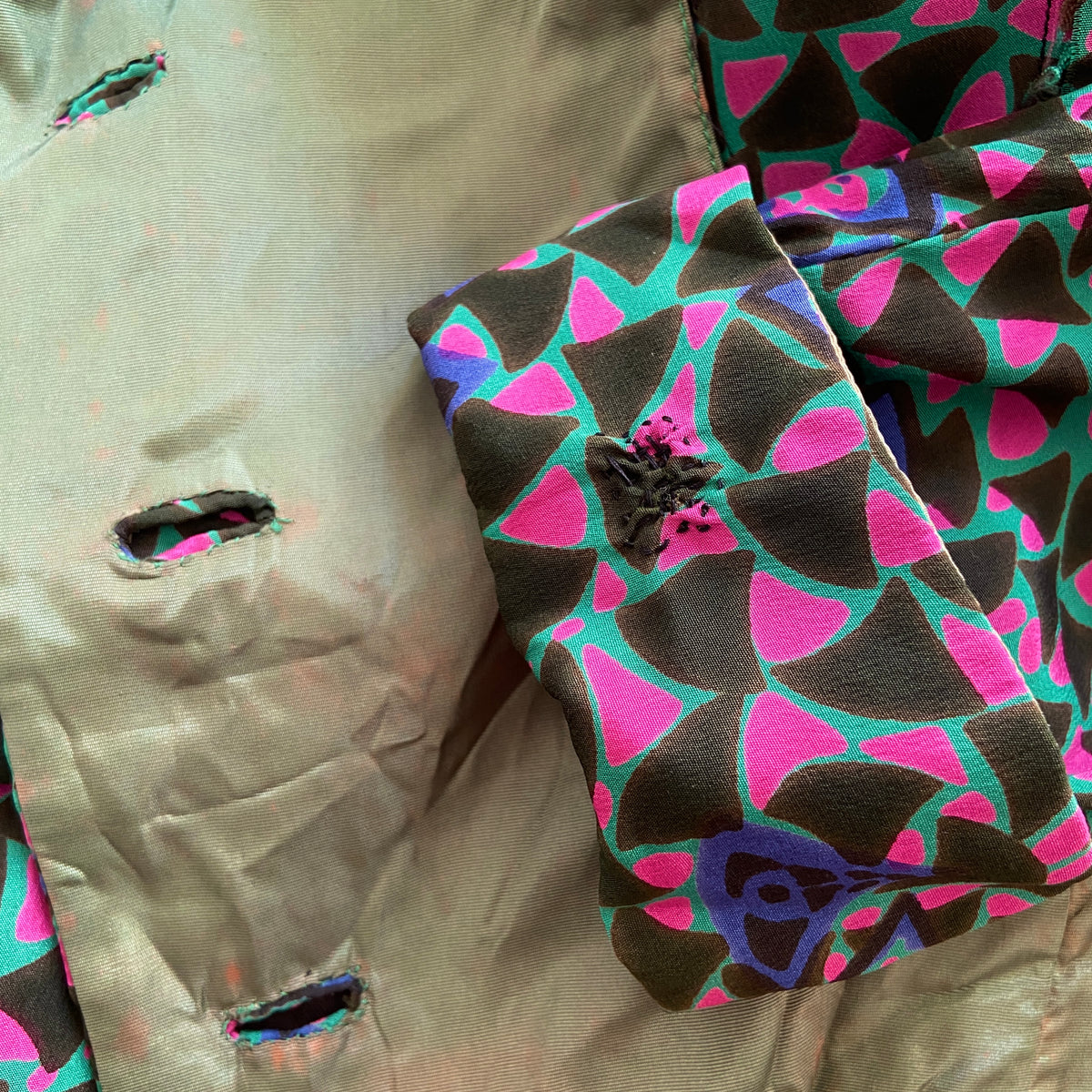 1940s 1950s Day Glo Silk Suit