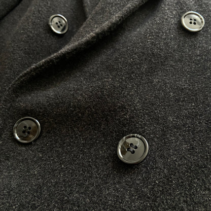 1990s Dark Gray Double Breasted Cashmere Overcoat
