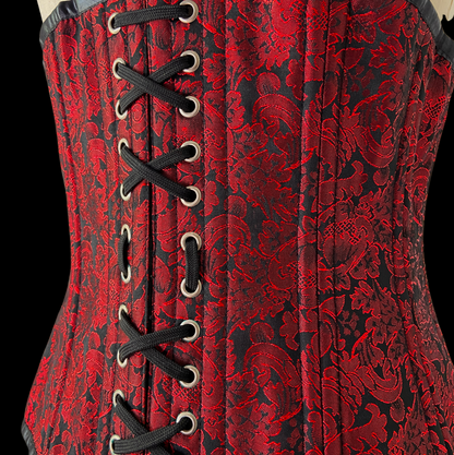 Vintage 1990s Black Red Brocade Corset Reversible