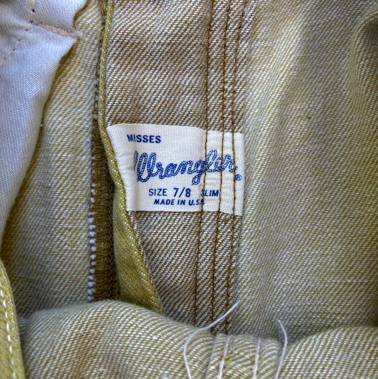 1960s Yellow Tan Wrangler Jeans Misses 27 in Waist