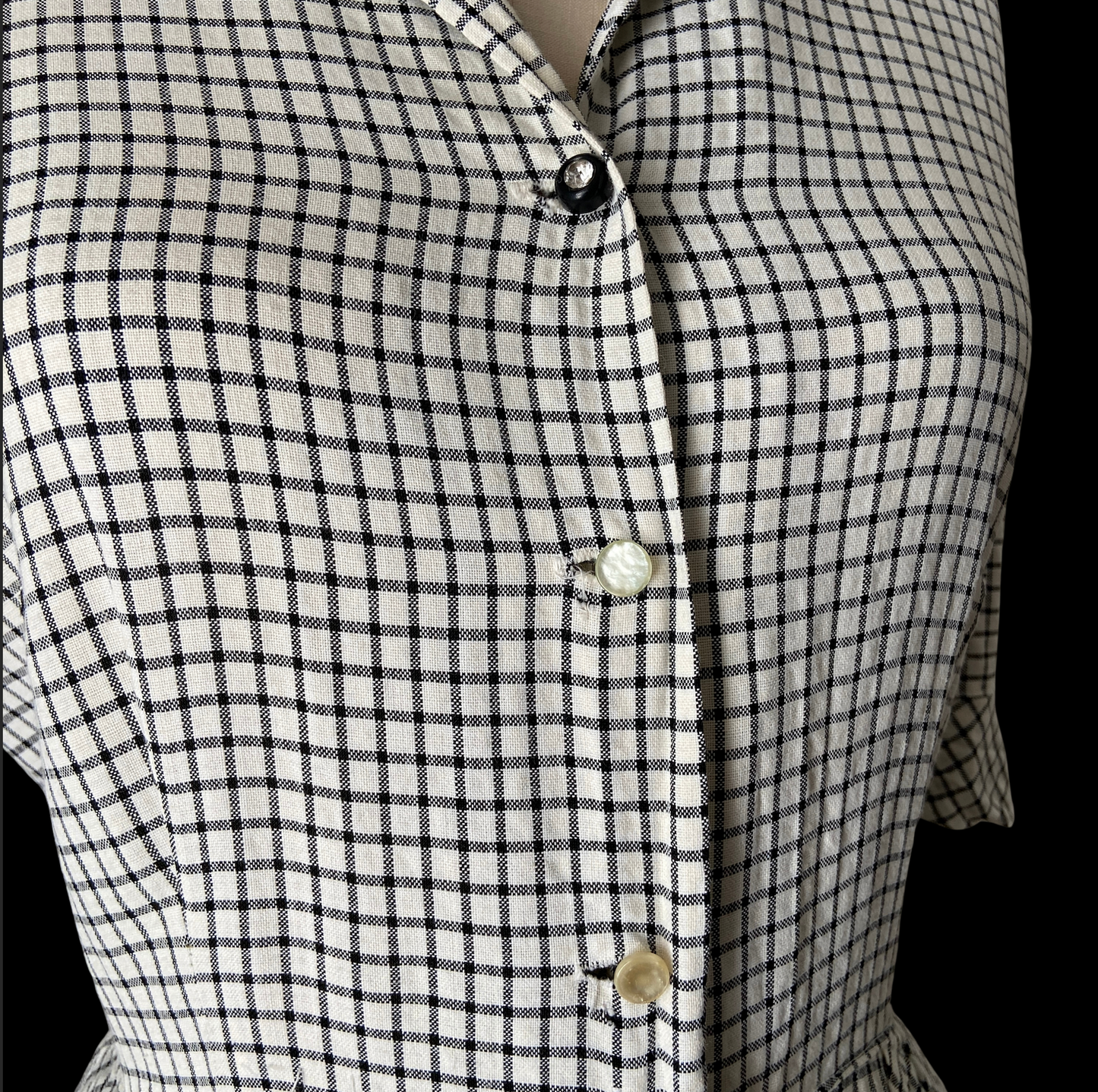 1940s 1950s Gingham Cotton Dress with Pockets