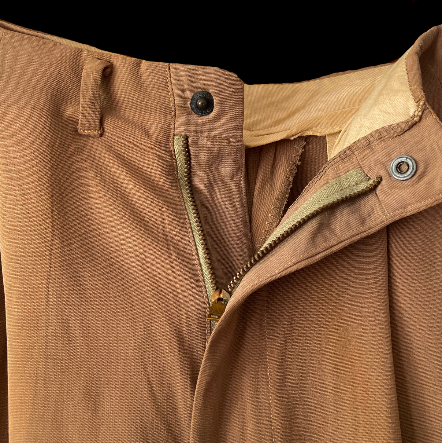1940s Drop Loop Brown Gaberdine Pants