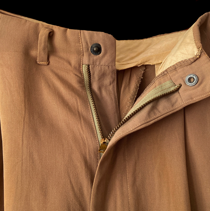 1940s Drop Loop Brown Gaberdine Pants