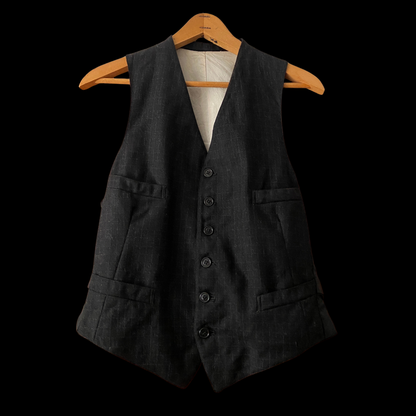 1930s Black Windowpane Wool Waistcoat Vest