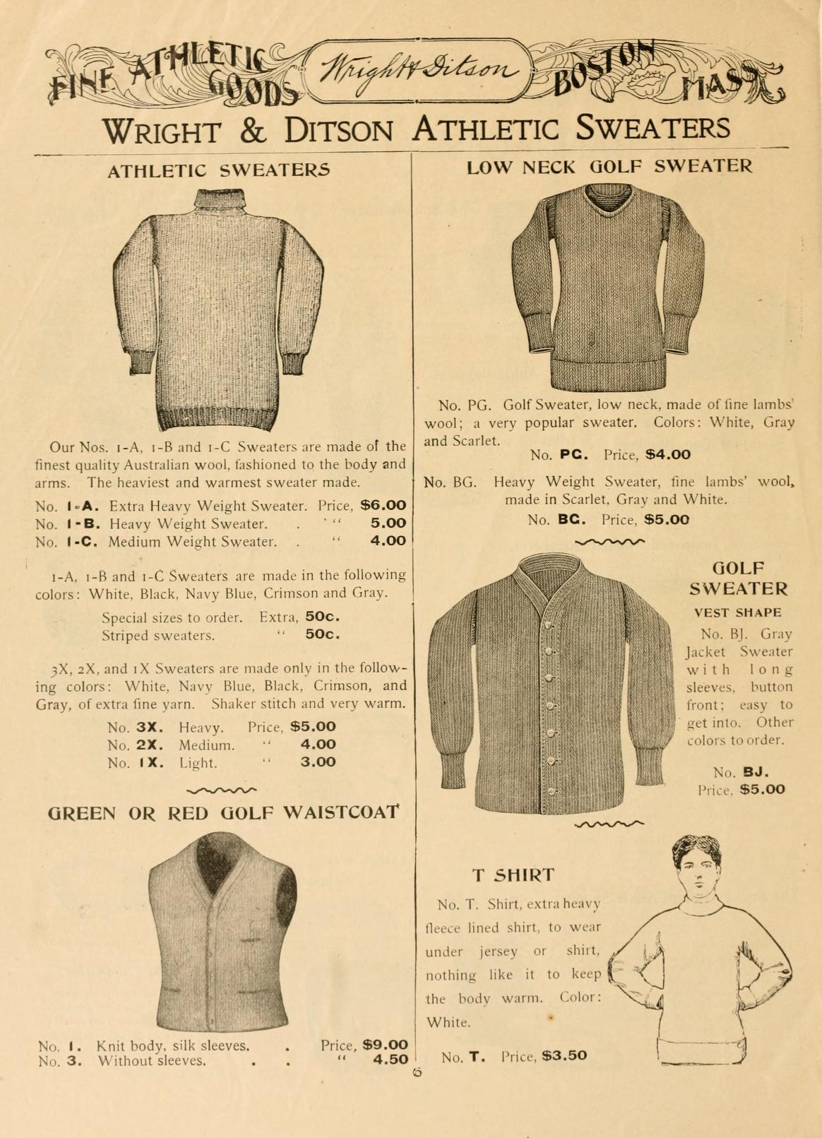 1900s Red Wool Athletic Sweater by Wright & Ditson