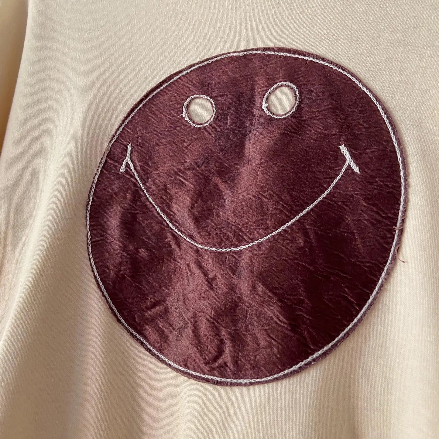 1960s Brown Smiley Face Satin Appliqué Tee "Mr Freedom" Style