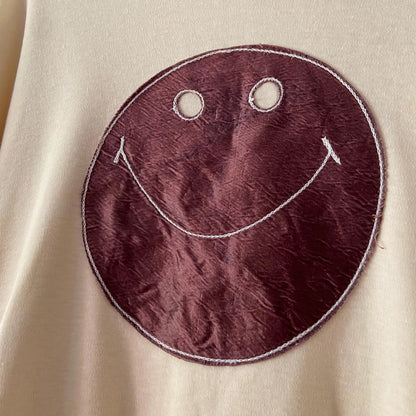 1960s Brown Smiley Face Satin Appliqué Tee "Mr Freedom" Style