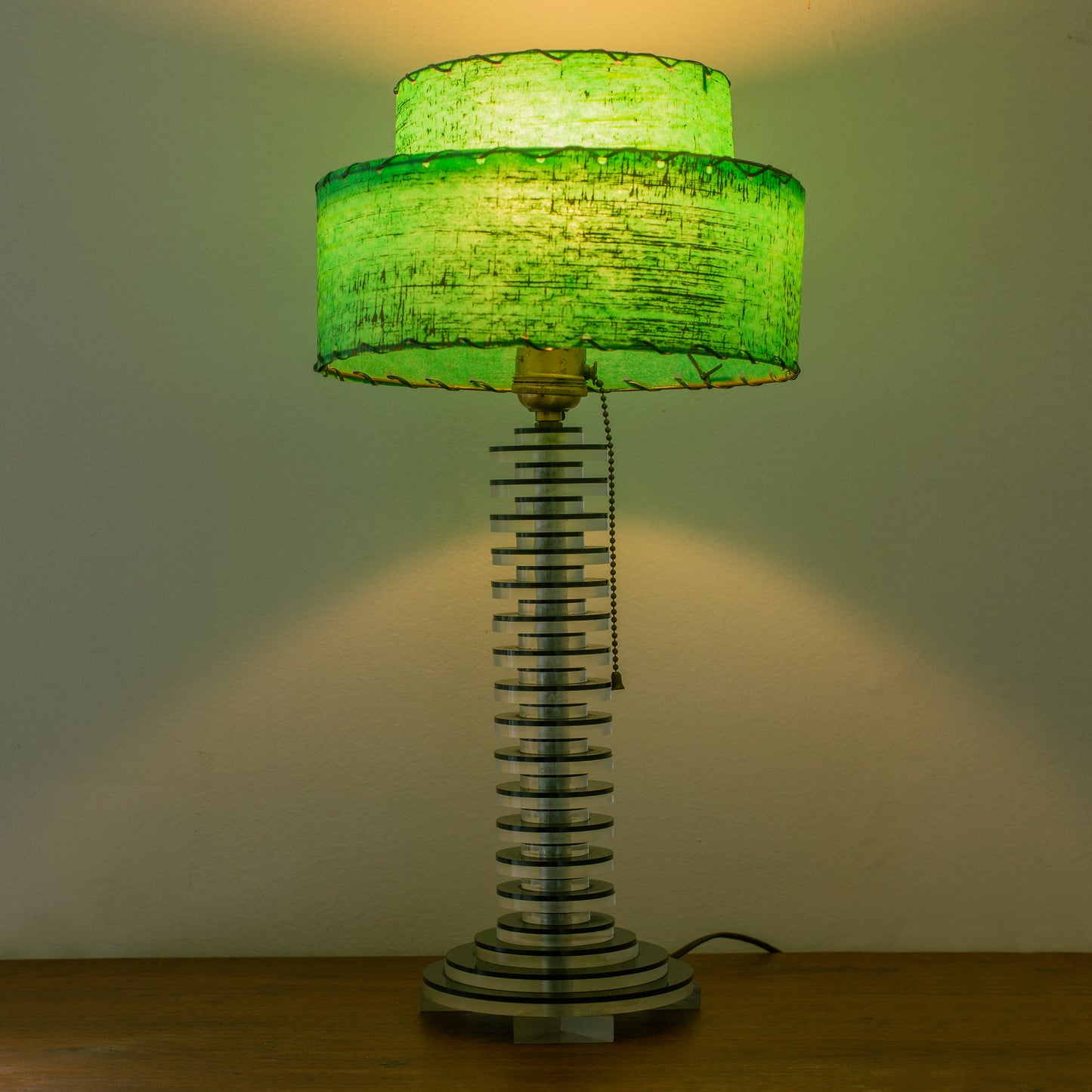 1950s Stacked Lucite + Fiberglass Shade Lamp